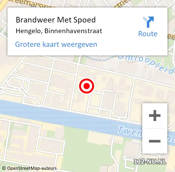 Locatie op kaart van de 112 melding: Brandweer Met Spoed Naar Hengelo, Binnenhavenstraat op 8 januari 2024 05:39