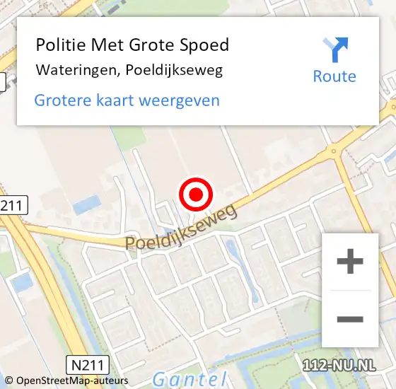 Locatie op kaart van de 112 melding: Politie Met Grote Spoed Naar Wateringen, Poeldijkseweg op 8 januari 2024 05:52