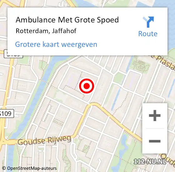 Locatie op kaart van de 112 melding: Ambulance Met Grote Spoed Naar Rotterdam, Jaffahof op 8 januari 2024 05:54