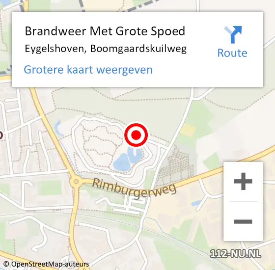 Locatie op kaart van de 112 melding: Brandweer Met Grote Spoed Naar Eygelshoven, Boomgaardskuilweg op 8 januari 2024 05:55