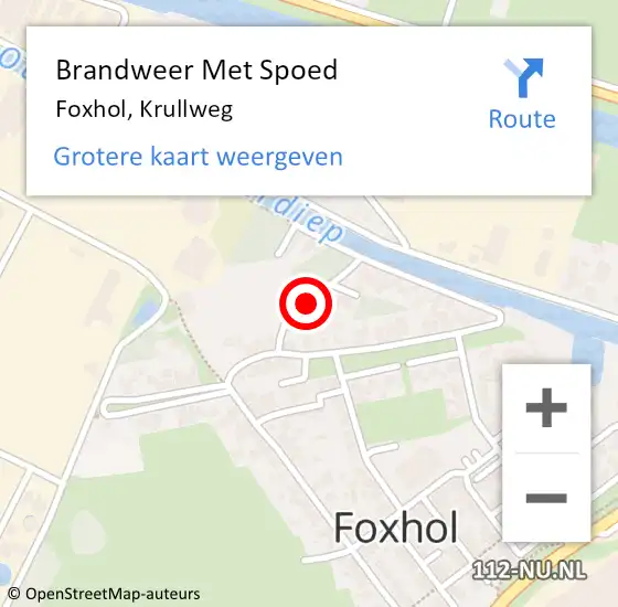 Locatie op kaart van de 112 melding: Brandweer Met Spoed Naar Foxhol, Krullweg op 8 januari 2024 06:00