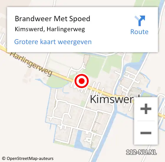 Locatie op kaart van de 112 melding: Brandweer Met Spoed Naar Kimswerd, Harlingerweg op 8 januari 2024 06:48