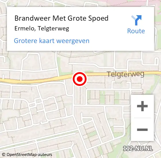 Locatie op kaart van de 112 melding: Brandweer Met Grote Spoed Naar Ermelo, Telgterweg op 8 januari 2024 07:08