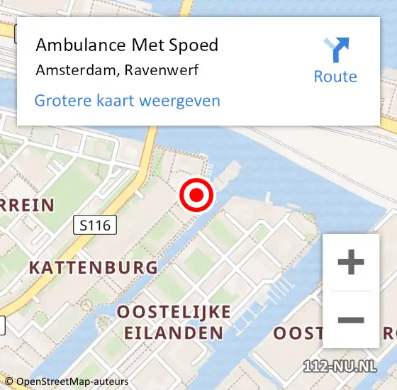 Locatie op kaart van de 112 melding: Ambulance Met Spoed Naar Amsterdam, Ravenwerf op 8 januari 2024 07:24