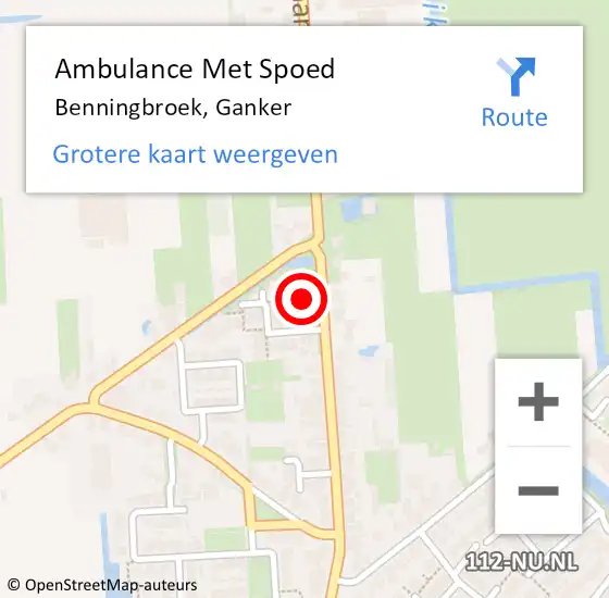 Locatie op kaart van de 112 melding: Ambulance Met Spoed Naar Benningbroek, Ganker op 8 januari 2024 07:32