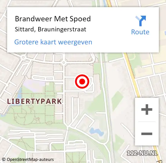 Locatie op kaart van de 112 melding: Brandweer Met Spoed Naar Sittard, Brauningerstraat op 8 januari 2024 07:39