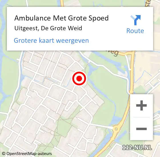 Locatie op kaart van de 112 melding: Ambulance Met Grote Spoed Naar Uitgeest, De Grote Weid op 8 januari 2024 07:49