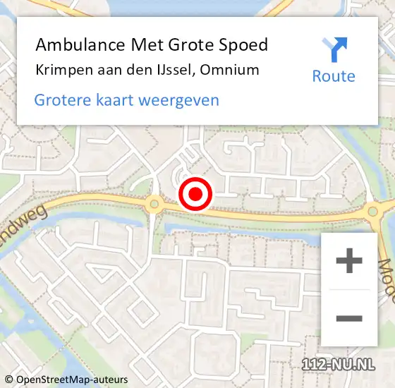 Locatie op kaart van de 112 melding: Ambulance Met Grote Spoed Naar Krimpen aan den IJssel, Omnium op 8 januari 2024 07:49