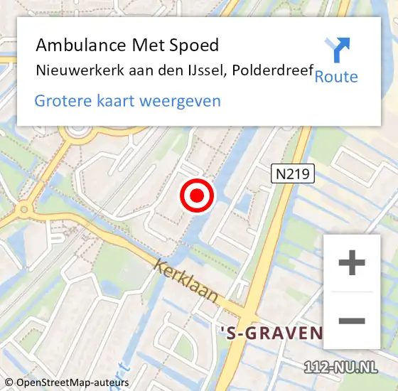 Locatie op kaart van de 112 melding: Ambulance Met Spoed Naar Nieuwerkerk aan den IJssel, Polderdreef op 8 januari 2024 08:11