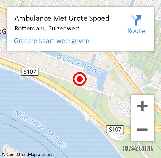 Locatie op kaart van de 112 melding: Ambulance Met Grote Spoed Naar Rotterdam, Buizenwerf op 8 januari 2024 08:43