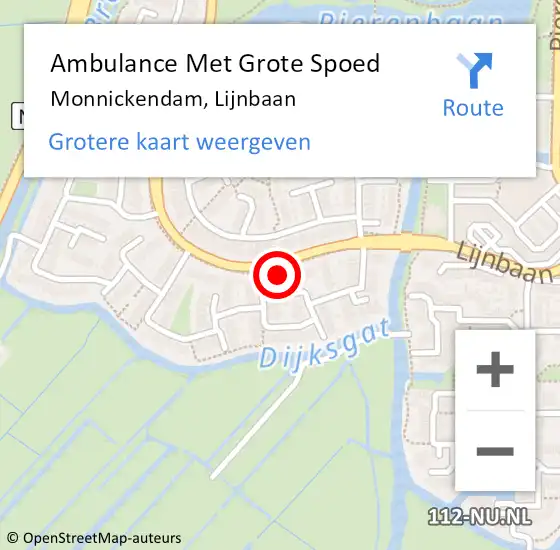 Locatie op kaart van de 112 melding: Ambulance Met Grote Spoed Naar Monnickendam, Lijnbaan op 8 januari 2024 08:50