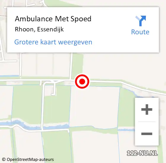 Locatie op kaart van de 112 melding: Ambulance Met Spoed Naar Rhoon, Essendijk op 8 januari 2024 09:04