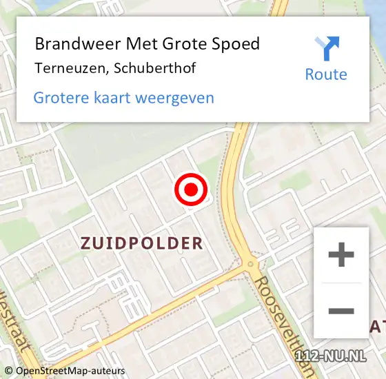 Locatie op kaart van de 112 melding: Brandweer Met Grote Spoed Naar Terneuzen, Schuberthof op 8 januari 2024 09:09