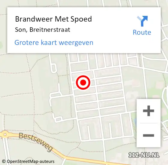 Locatie op kaart van de 112 melding: Brandweer Met Spoed Naar Son, Breitnerstraat op 8 januari 2024 09:18