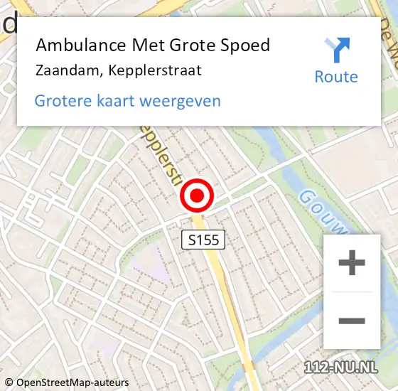 Locatie op kaart van de 112 melding: Ambulance Met Grote Spoed Naar Zaandam, Kepplerstraat op 8 januari 2024 10:15