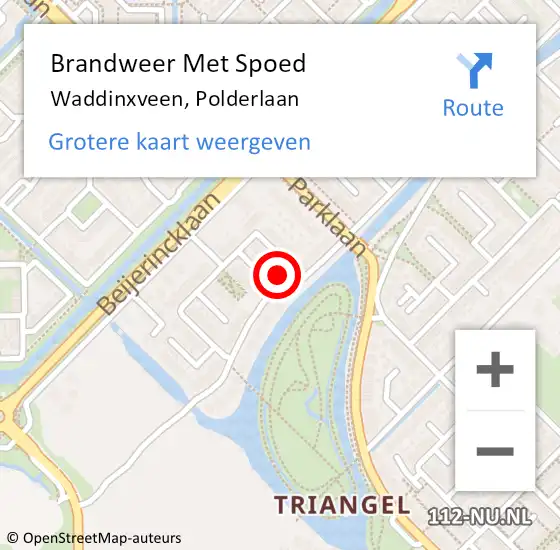 Locatie op kaart van de 112 melding: Brandweer Met Spoed Naar Waddinxveen, Polderlaan op 8 januari 2024 10:16