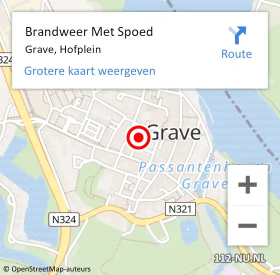 Locatie op kaart van de 112 melding: Brandweer Met Spoed Naar Grave, Hofplein op 8 januari 2024 10:25