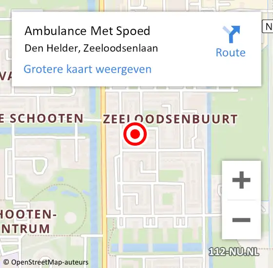 Locatie op kaart van de 112 melding: Ambulance Met Spoed Naar Den Helder, Zeeloodsenlaan op 8 januari 2024 10:41