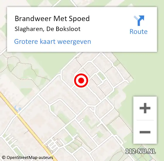 Locatie op kaart van de 112 melding: Brandweer Met Spoed Naar Slagharen, De Boksloot op 8 januari 2024 11:00