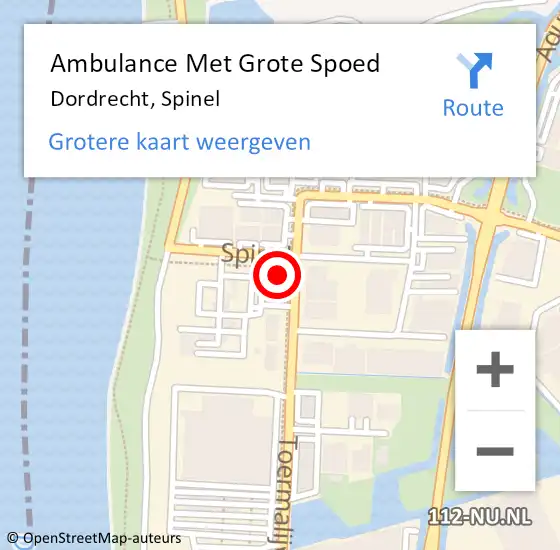 Locatie op kaart van de 112 melding: Ambulance Met Grote Spoed Naar Dordrecht, Spinel op 8 januari 2024 11:02