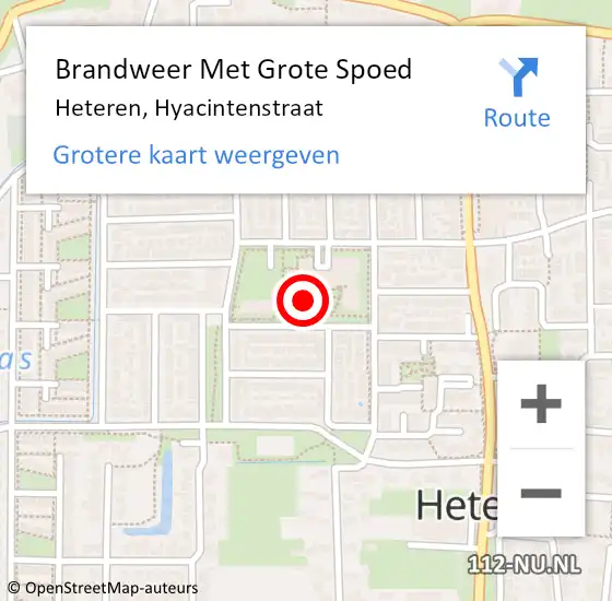 Locatie op kaart van de 112 melding: Brandweer Met Grote Spoed Naar Heteren, Hyacintenstraat op 8 januari 2024 11:03