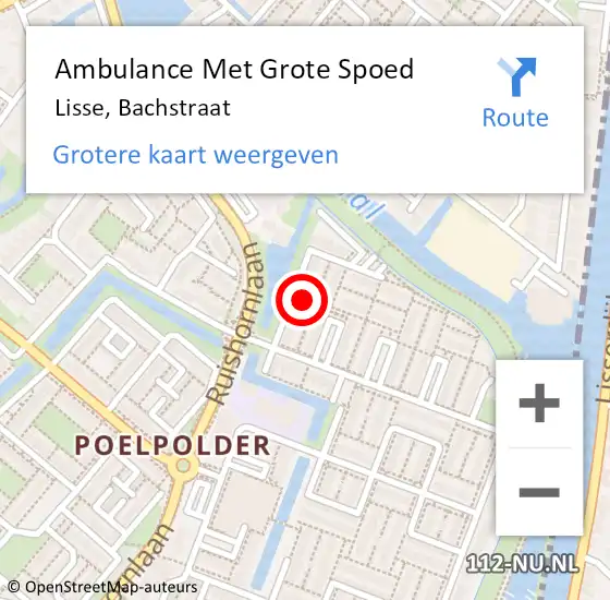 Locatie op kaart van de 112 melding: Ambulance Met Grote Spoed Naar Lisse, Bachstraat op 8 januari 2024 11:16