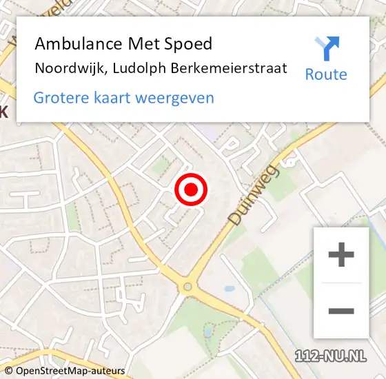 Locatie op kaart van de 112 melding: Ambulance Met Spoed Naar Noordwijk, Ludolph Berkemeierstraat op 8 januari 2024 11:31