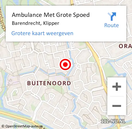 Locatie op kaart van de 112 melding: Ambulance Met Grote Spoed Naar Barendrecht, Klipper op 8 januari 2024 11:58