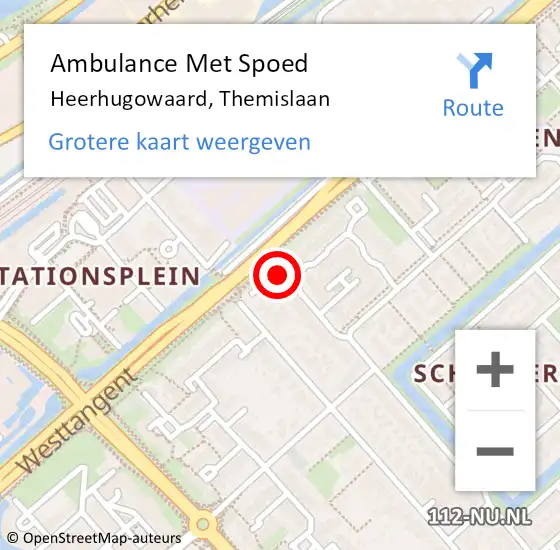 Locatie op kaart van de 112 melding: Ambulance Met Spoed Naar Heerhugowaard, Themislaan op 8 januari 2024 12:05