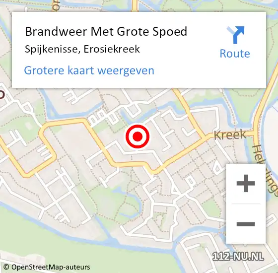 Locatie op kaart van de 112 melding: Brandweer Met Grote Spoed Naar Spijkenisse, Erosiekreek op 8 januari 2024 12:12