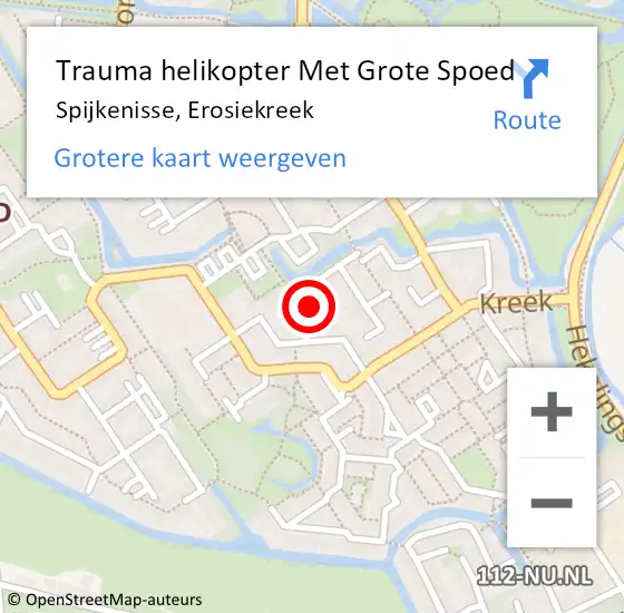 Locatie op kaart van de 112 melding: Trauma helikopter Met Grote Spoed Naar Spijkenisse, Erosiekreek op 8 januari 2024 12:13