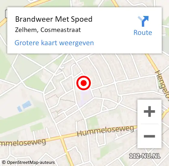 Locatie op kaart van de 112 melding: Brandweer Met Spoed Naar Zelhem, Cosmeastraat op 8 januari 2024 12:39