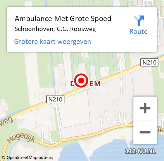 Locatie op kaart van de 112 melding: Ambulance Met Grote Spoed Naar Schoonhoven, C.G. Roosweg op 8 januari 2024 12:52