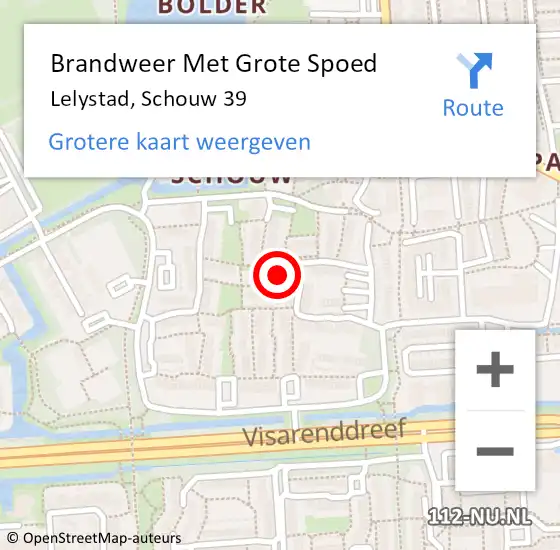 Locatie op kaart van de 112 melding: Brandweer Met Grote Spoed Naar Lelystad, Schouw 39 op 8 januari 2024 12:53