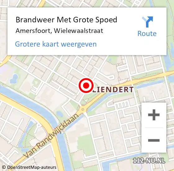 Locatie op kaart van de 112 melding: Brandweer Met Grote Spoed Naar Amersfoort, Wielewaalstraat op 8 januari 2024 13:07