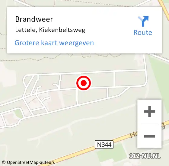 Locatie op kaart van de 112 melding: Brandweer Lettele, Kiekenbeltsweg op 8 januari 2024 13:21