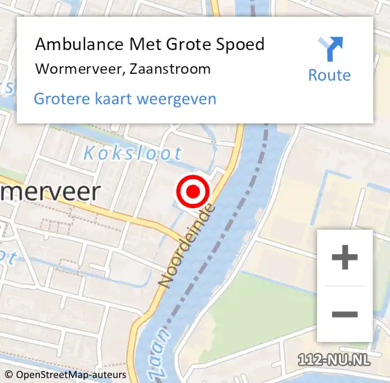 Locatie op kaart van de 112 melding: Ambulance Met Grote Spoed Naar Wormerveer, Zaanstroom op 8 januari 2024 13:31