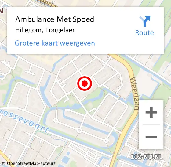 Locatie op kaart van de 112 melding: Ambulance Met Spoed Naar Hillegom, Tongelaer op 8 januari 2024 13:41