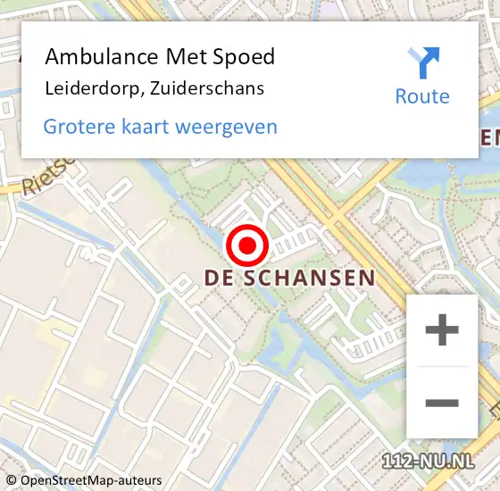 Locatie op kaart van de 112 melding: Ambulance Met Spoed Naar Leiderdorp, Zuiderschans op 8 januari 2024 14:01