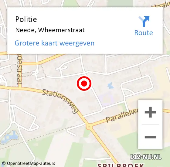 Locatie op kaart van de 112 melding: Politie Neede, Wheemerstraat op 8 januari 2024 14:16