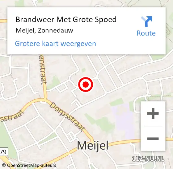 Locatie op kaart van de 112 melding: Brandweer Met Grote Spoed Naar Meijel, Zonnedauw op 8 januari 2024 14:21