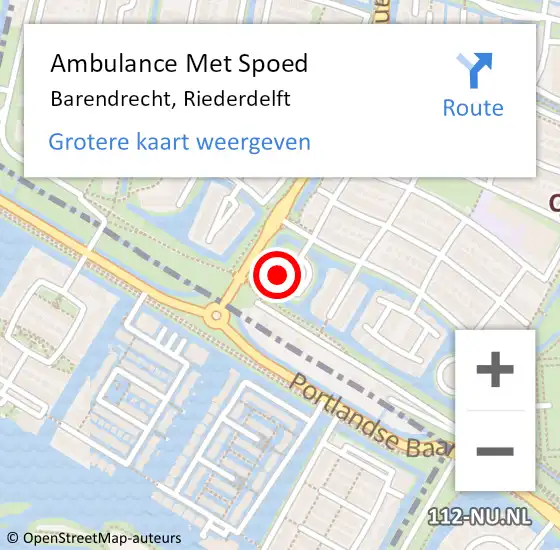 Locatie op kaart van de 112 melding: Ambulance Met Spoed Naar Barendrecht, Riederdelft op 8 januari 2024 14:25