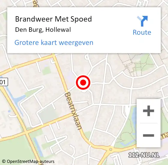 Locatie op kaart van de 112 melding: Brandweer Met Spoed Naar Den Burg, Hollewal op 8 januari 2024 14:32