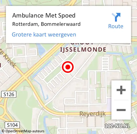 Locatie op kaart van de 112 melding: Ambulance Met Spoed Naar Rotterdam, Bommelerwaard op 8 januari 2024 14:32
