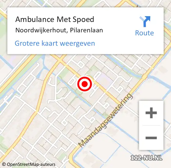 Locatie op kaart van de 112 melding: Ambulance Met Spoed Naar Noordwijkerhout, Pilarenlaan op 8 januari 2024 14:51