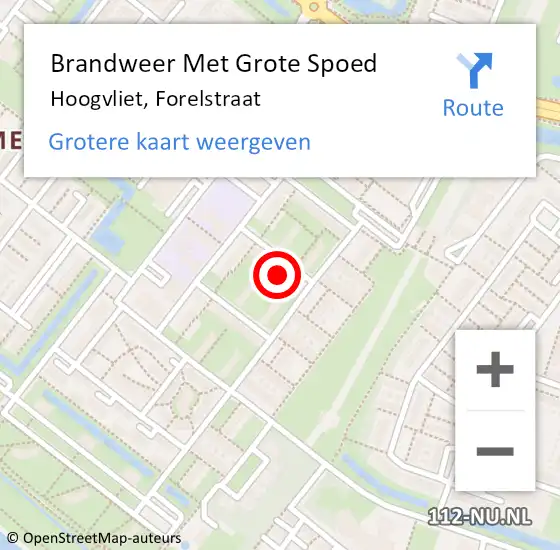 Locatie op kaart van de 112 melding: Brandweer Met Grote Spoed Naar Hoogvliet, Forelstraat op 8 januari 2024 14:55