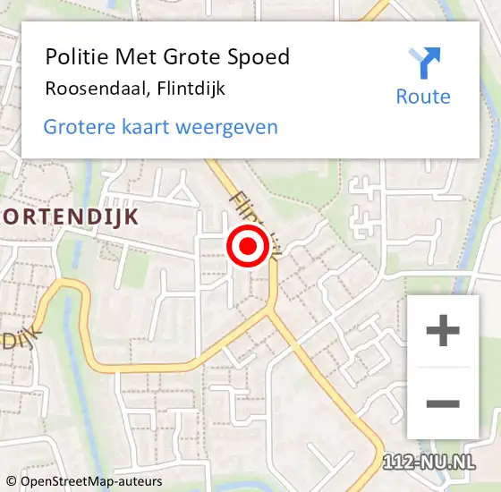 Locatie op kaart van de 112 melding: Politie Met Grote Spoed Naar Roosendaal, Flintdijk op 8 januari 2024 15:06