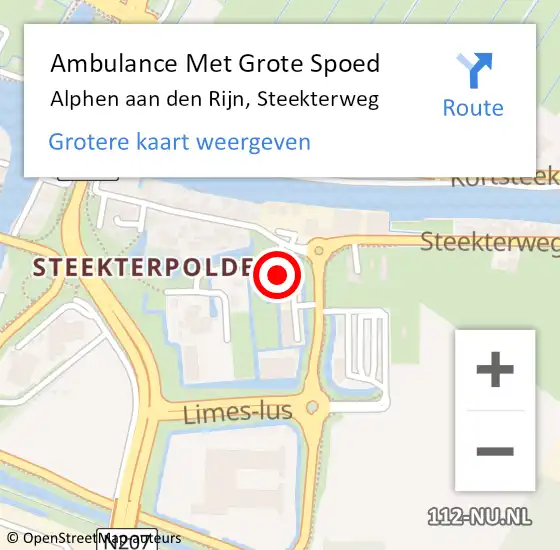 Locatie op kaart van de 112 melding: Ambulance Met Grote Spoed Naar Alphen aan den Rijn, Steekterweg op 8 januari 2024 15:18