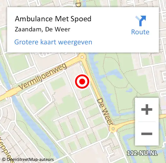 Locatie op kaart van de 112 melding: Ambulance Met Spoed Naar Zaandam, De Weer op 8 januari 2024 15:31