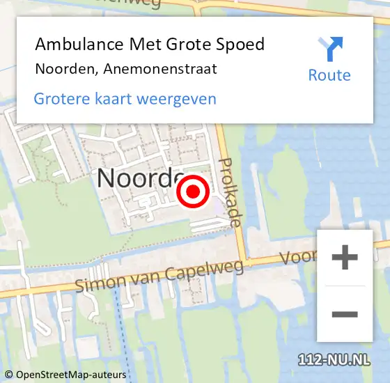 Locatie op kaart van de 112 melding: Ambulance Met Grote Spoed Naar Noorden, Anemonenstraat op 8 januari 2024 15:32
